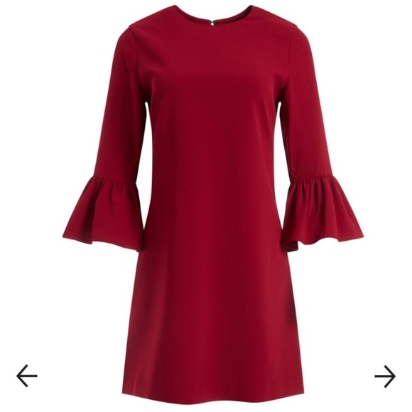 Alice + Olivia Coley Crew Neck Aline Dress in Bordeaux - Picture 2 of 6